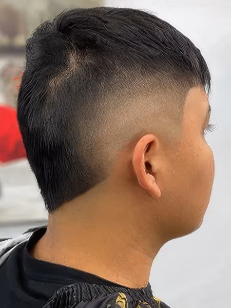Boys Burst Fade Mullet & C-Cup Lineup - Angle A