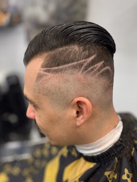 Slicked Back Undercut & Freestyle Razor Design - Angle A